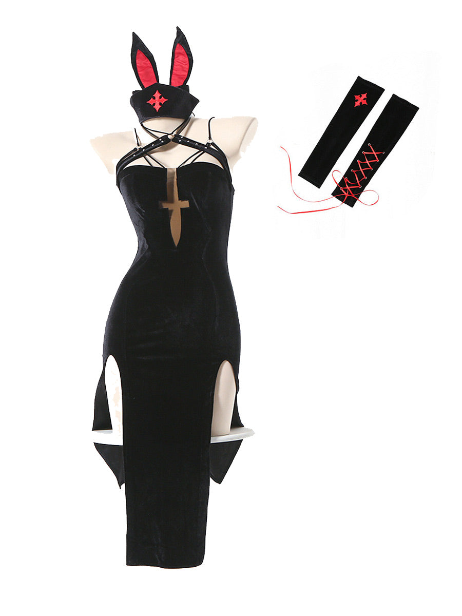 Gothic Bunny Costume - Dark Lace Alt Fashion Cosplay Outfit blesssafe