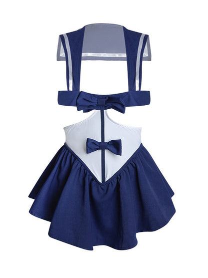 Open Back Sailor Style Lingerie Dress - Sexy Backless JK Nightie Blesssafe