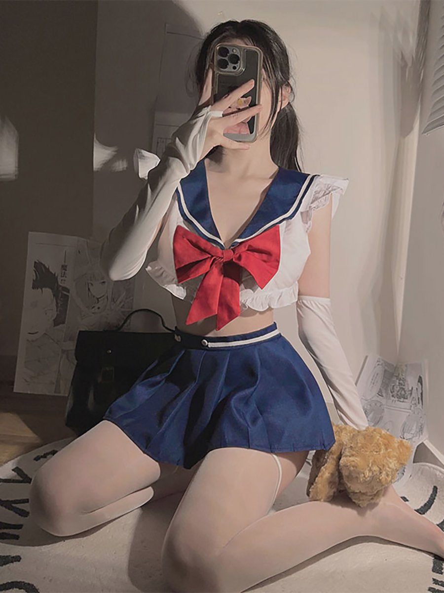 Anime Sailor Style Uniform Lingerie - Cute Schoolgirl Costume Blesssafe