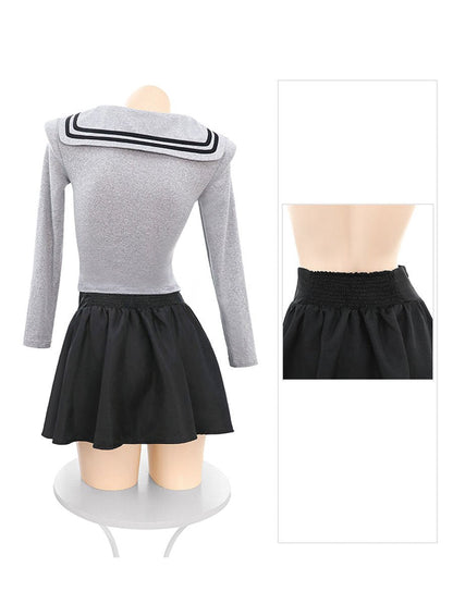Japanese Style School Skirt Set - Two Piece Anime Student Uniform Blesssafe