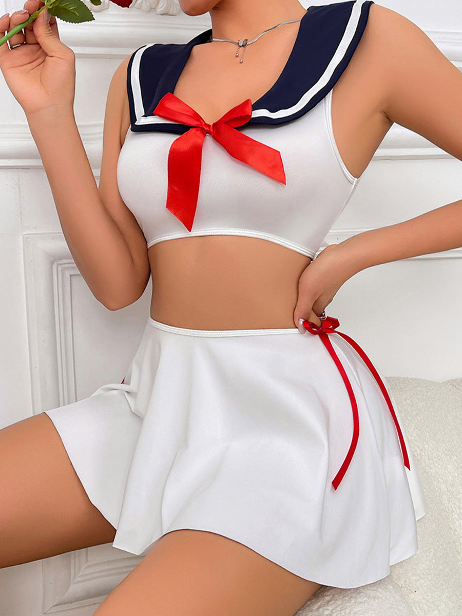 Sexy Nautical Top and Skirt - Two Piece Sailor Cosplay Set Blesssafe