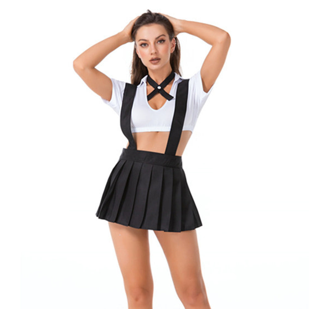 Black and White Classic Uniform - Traditional Pleated JK Suit Blesssafe
