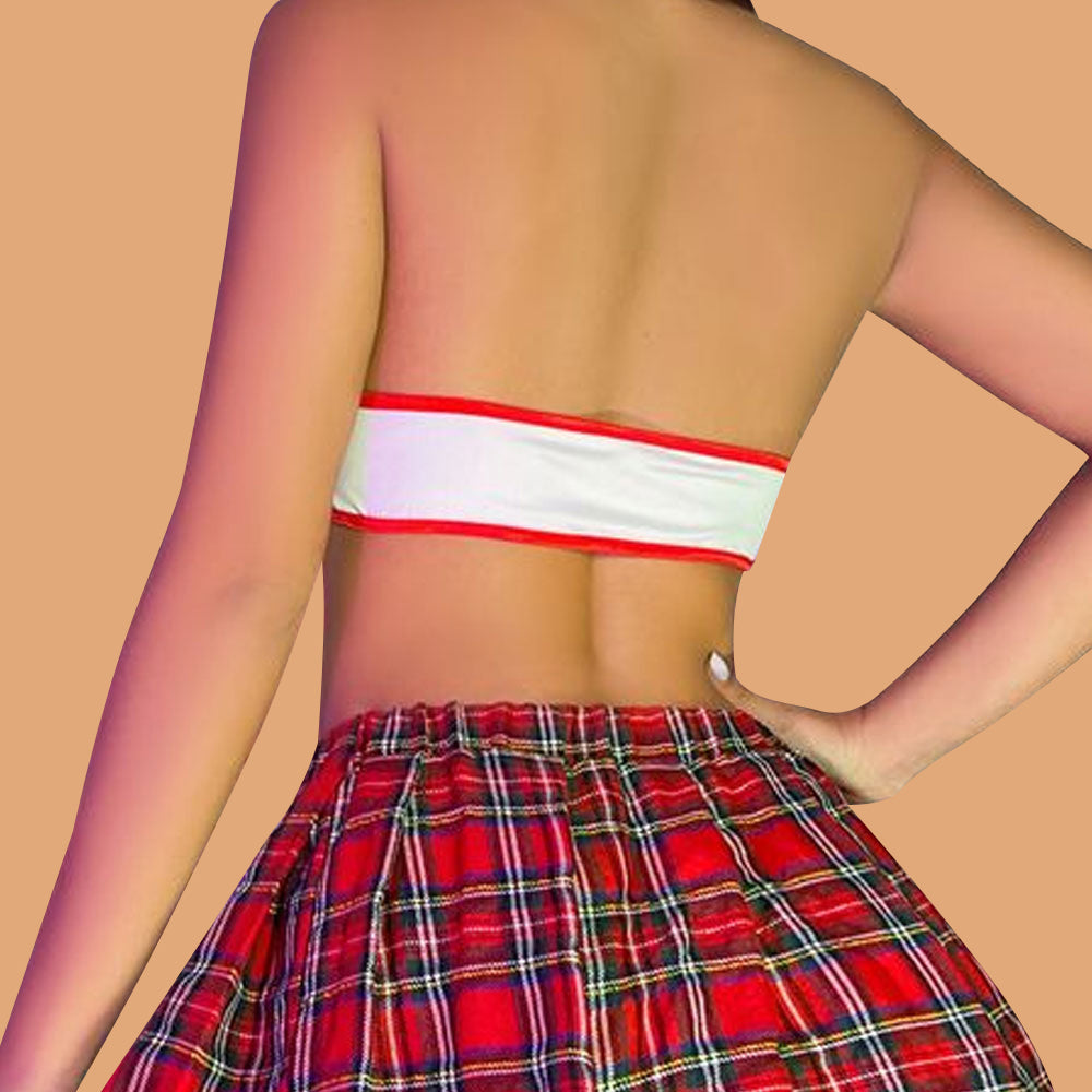 Naughty Plaid Cosplay Mini Skirt Set - Sexy Schoolgirl Costume Blesssafe