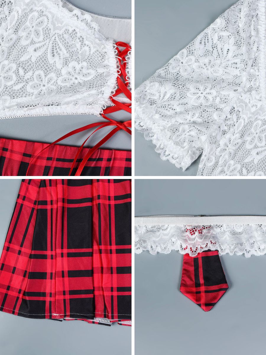 Plaid Scholastic Style Lingerie Costume - Sexy Student Teddy Set Blesssafe