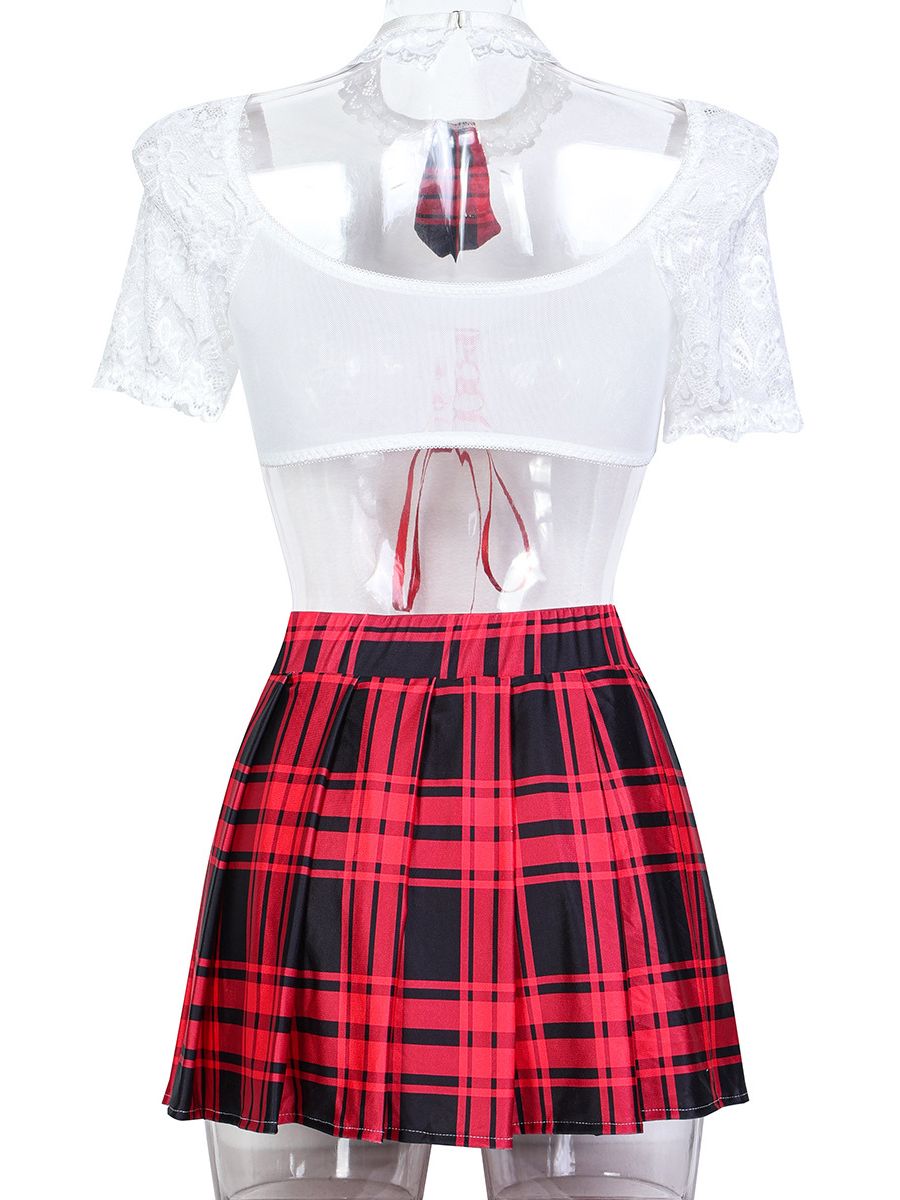 Plaid Scholastic Style Lingerie Costume - Sexy Student Teddy Set Blesssafe
