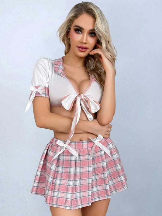 Tie Front Youthful Cosplay Uniform - Sexy Open Schoolgirl Dress Blesssafe