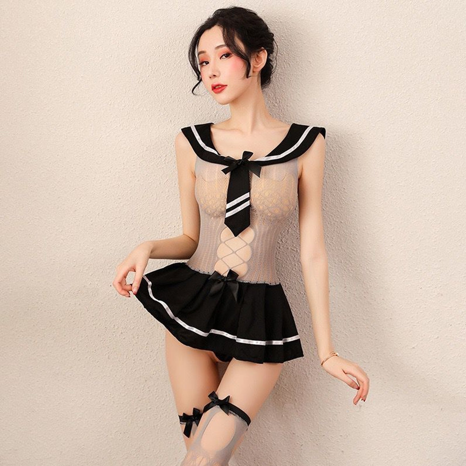 See Through Sailor Roleplay Costume - Sheer Mesh Anime Teddy Blesssafe
