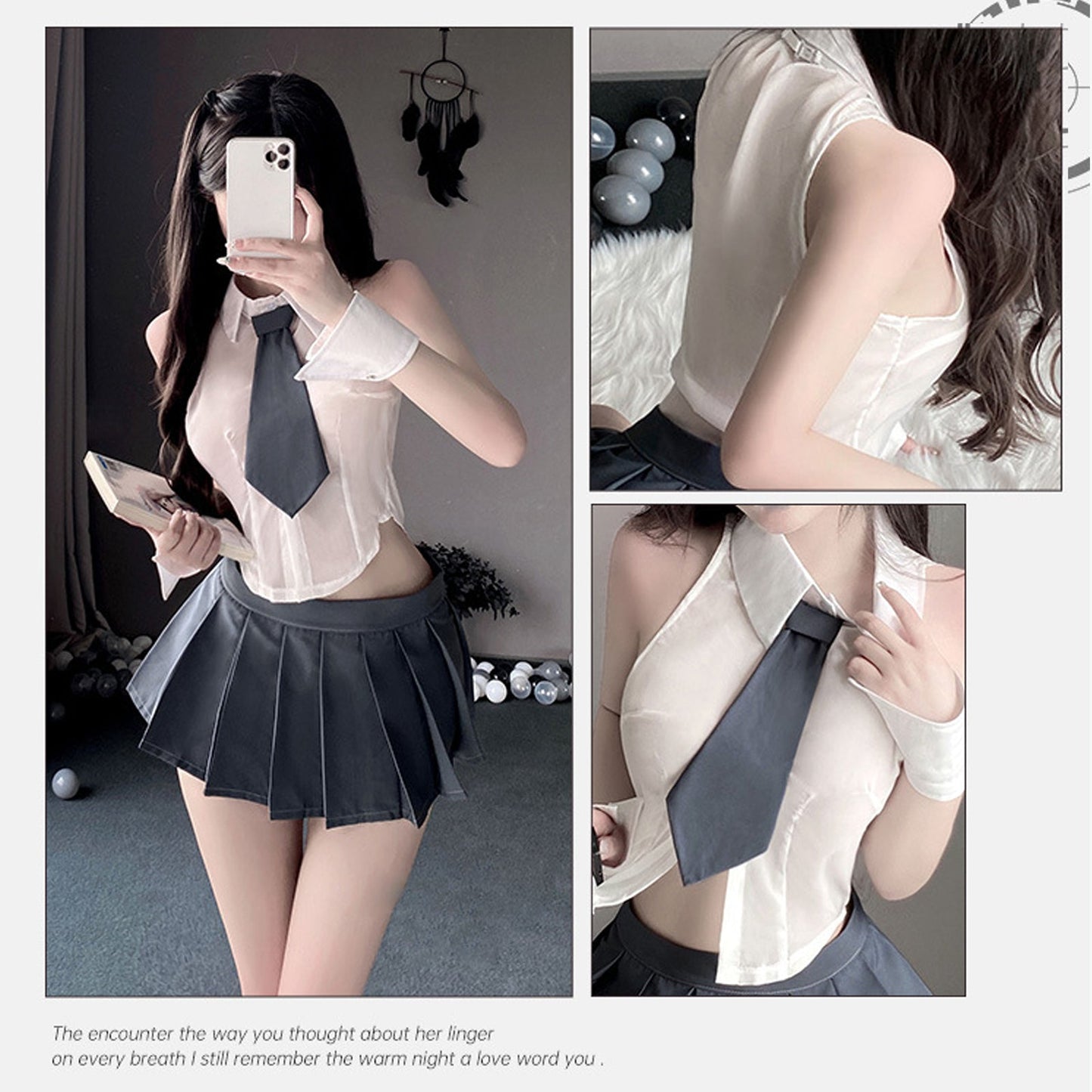 Sheer Sleeveless Shirt and Pleated Skirt - Transparent JK Set Blesssafe