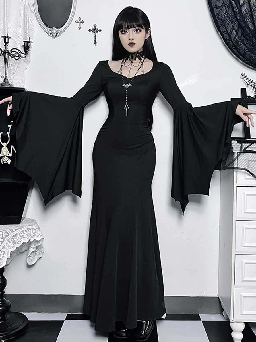 Black Witch Gothic Lingerie Maxi Dress