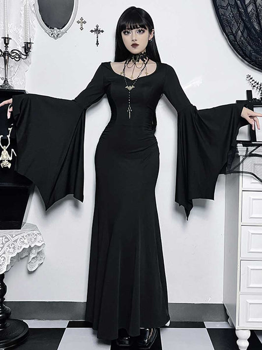 Black Witch Gothic Lingerie Maxi Dress
