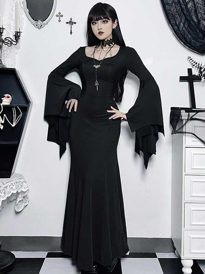 Black Witch Gothic Lingerie Maxi Dress