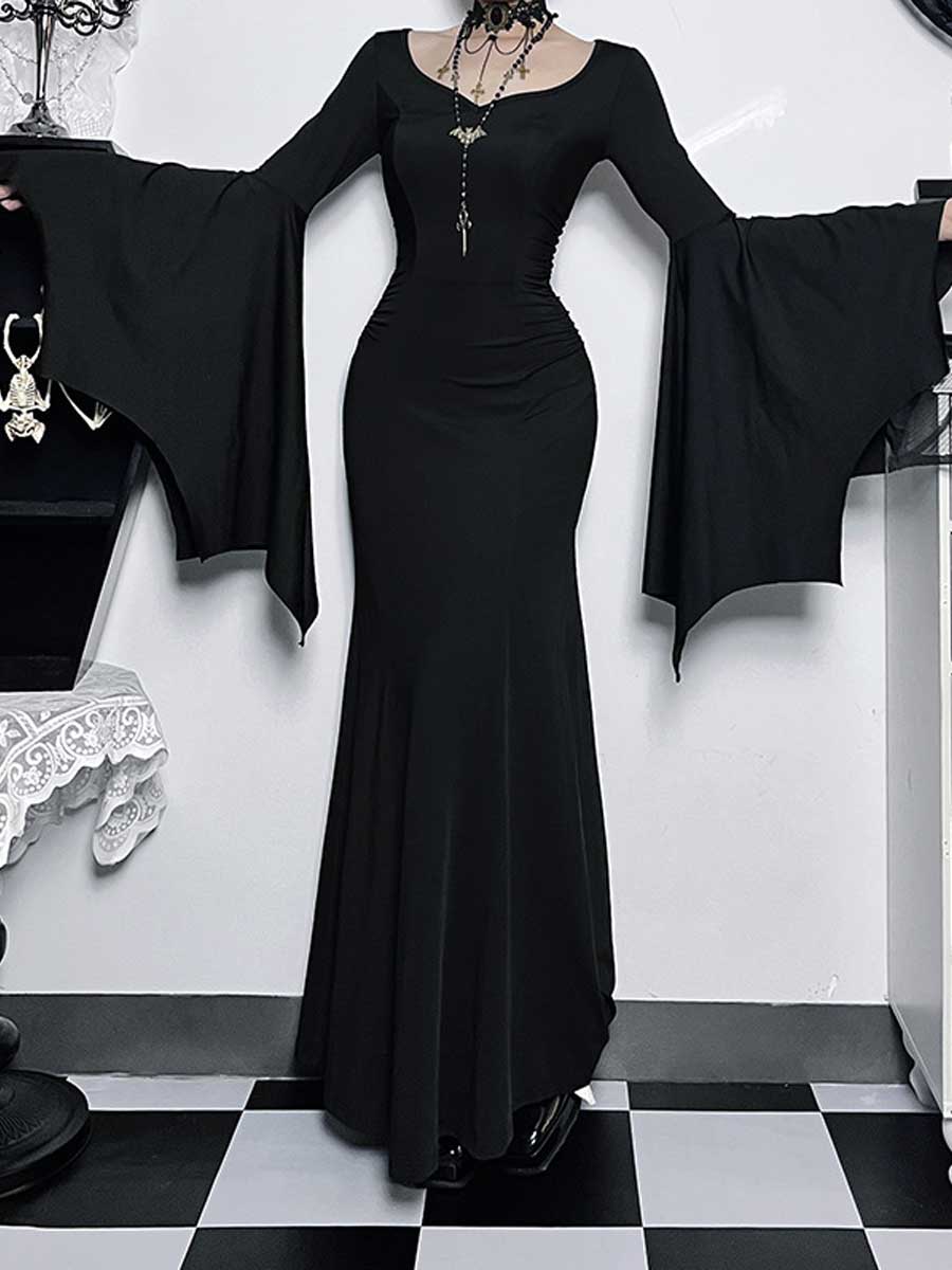 Black Witch Gothic Lingerie Maxi Dress