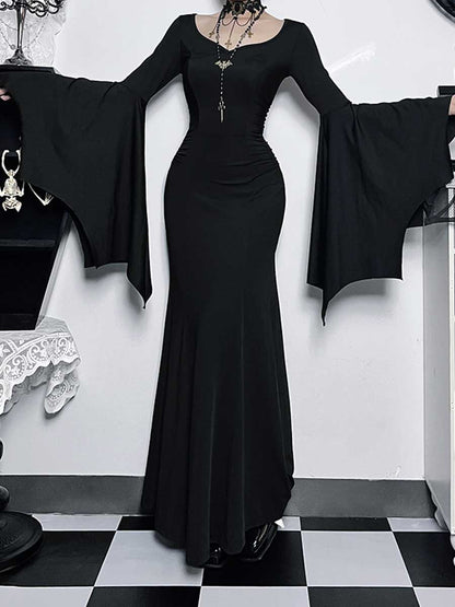Black Witch Gothic Lingerie Maxi Dress