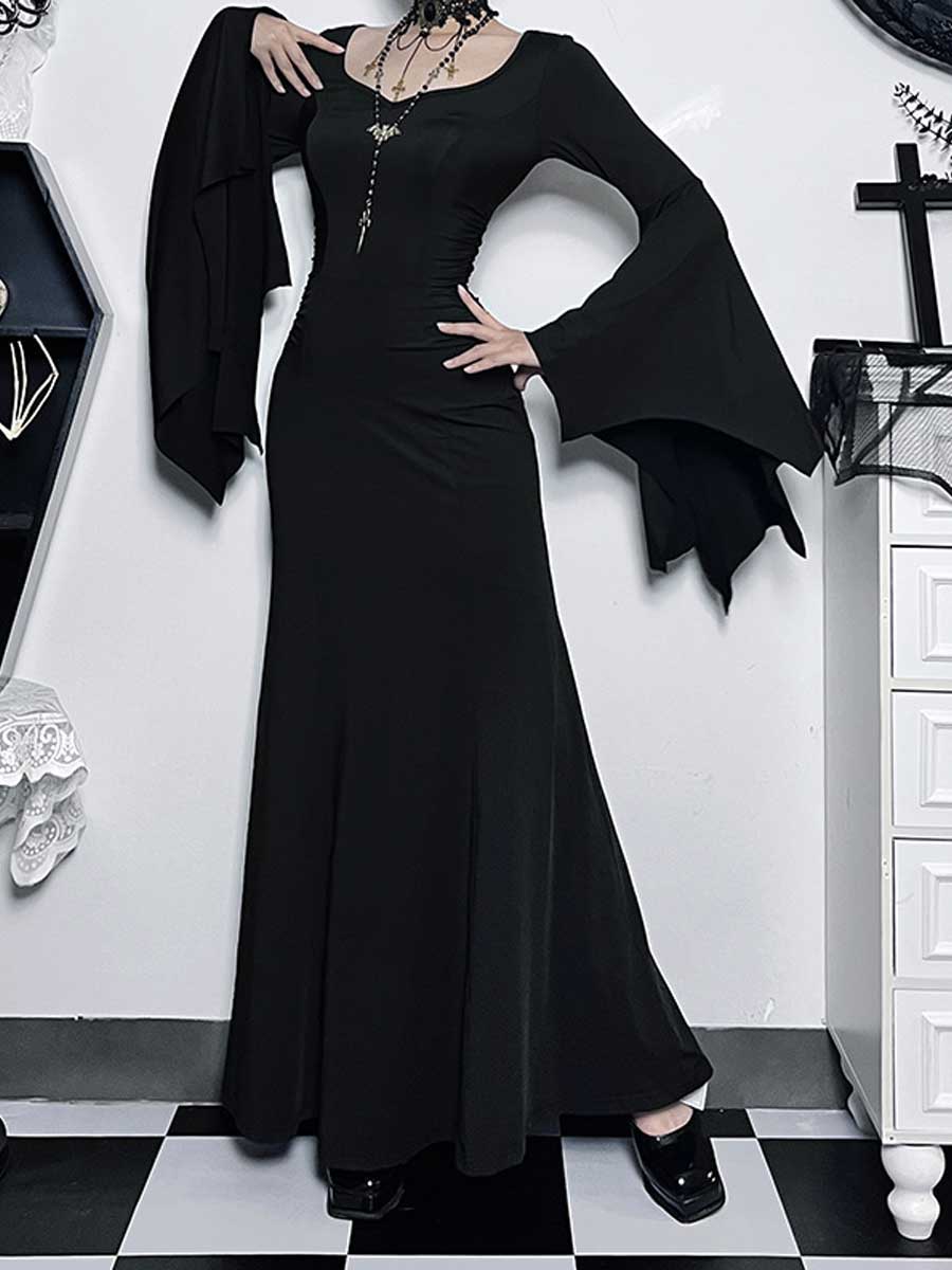 Black Witch Gothic Lingerie Maxi Dress