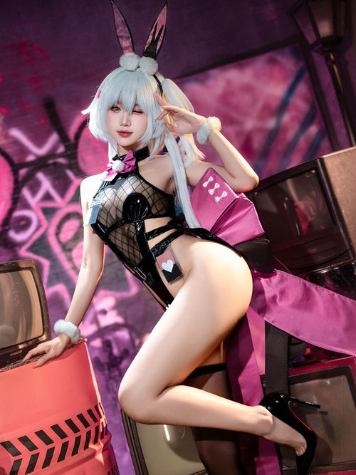 Pink & Black Bunny Cosplay Bodysuit Cute Kawaii Anime Rabbit Costume blesssafe