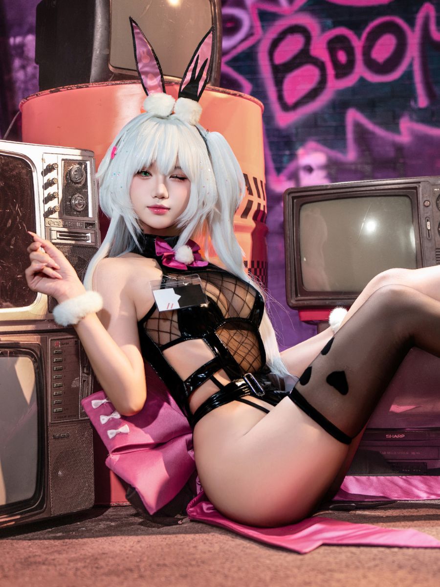 Pink & Black Bunny Cosplay Bodysuit Cute Kawaii Anime Rabbit Costume blesssafe