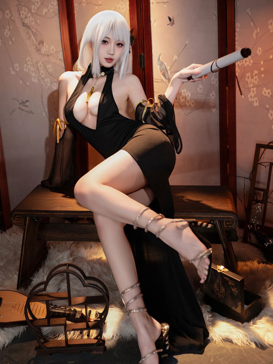 High-low Hem Chinese Dress - Asymmetrical Flounce Qipao Costume Blesssafe