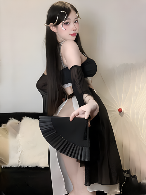 Chinese-Inspired Crop Top and Skirt - Two Piece Anime Uniform Blesssafe