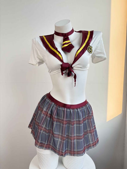 Plaid Magic School Uniform - Sexy Fantasy Witch Cosplay Set Blesssafe