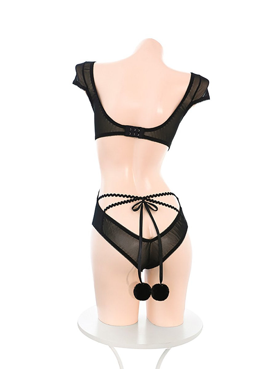Sheer Bunny One Piece Lingerie - Transparent Anime Romper blesssafe