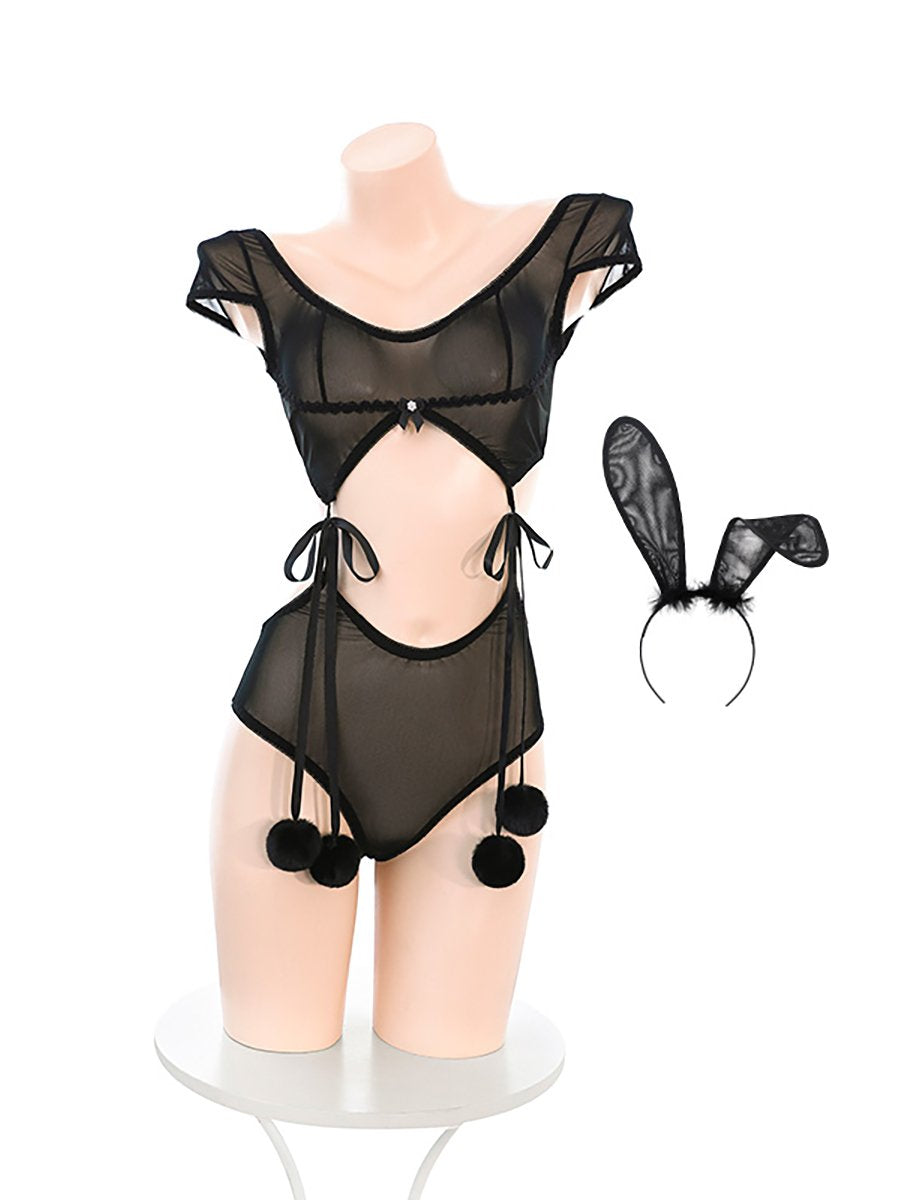 Sheer Bunny One Piece Lingerie - Transparent Anime Romper blesssafe