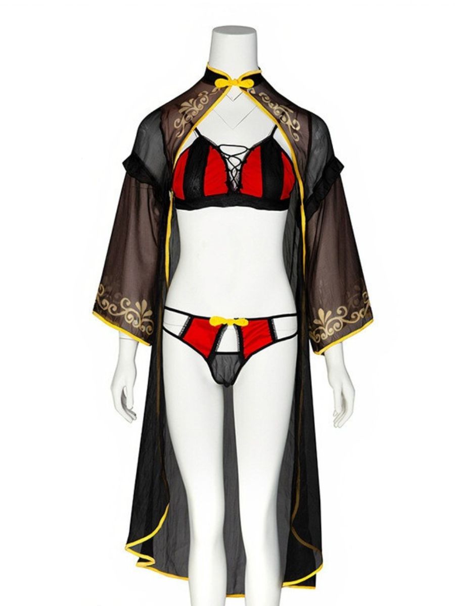 3-Piece Chinese Style Cosplay Lingerie - Traditional Skirt Outfit Blesssafe