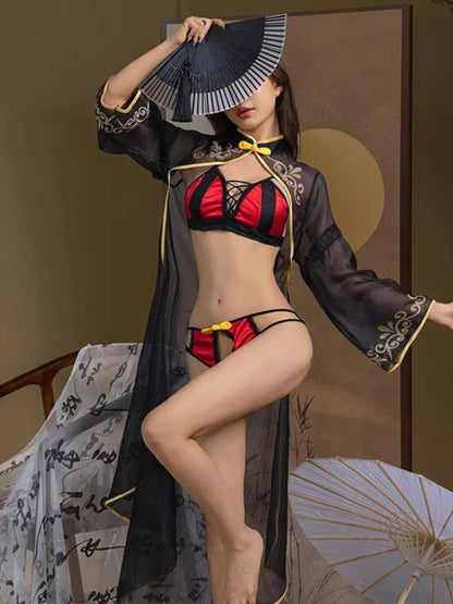 3-Piece Chinese Style Cosplay Lingerie - Traditional Skirt Outfit Blesssafe