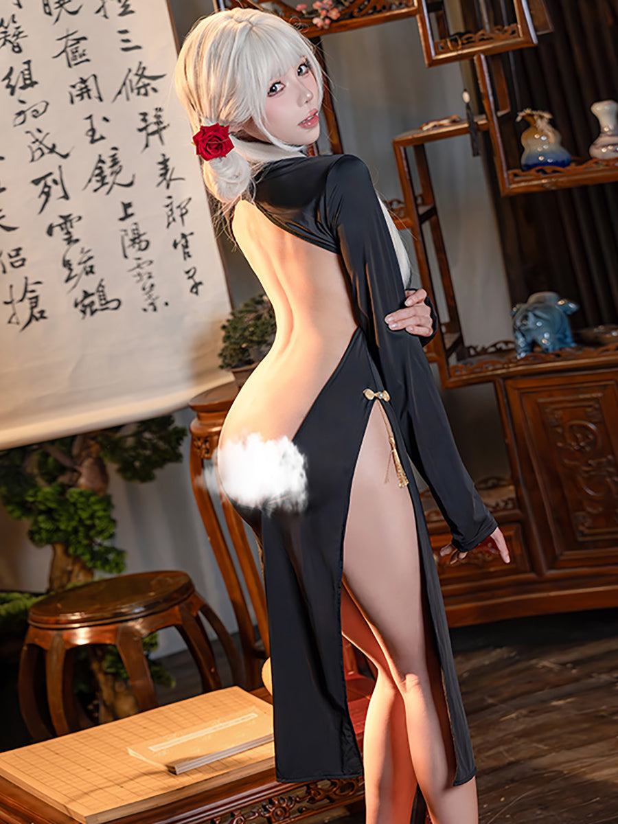 Reversible Cupless Cheongsam Dress - Open Bust Two Way Costume Blesssafe