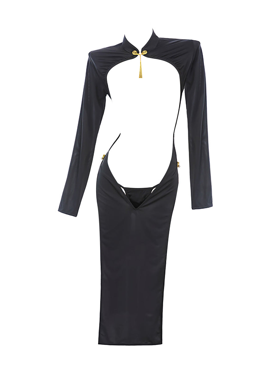 Reversible Cupless Cheongsam Dress - Open Bust Two Way Costume Blesssafe