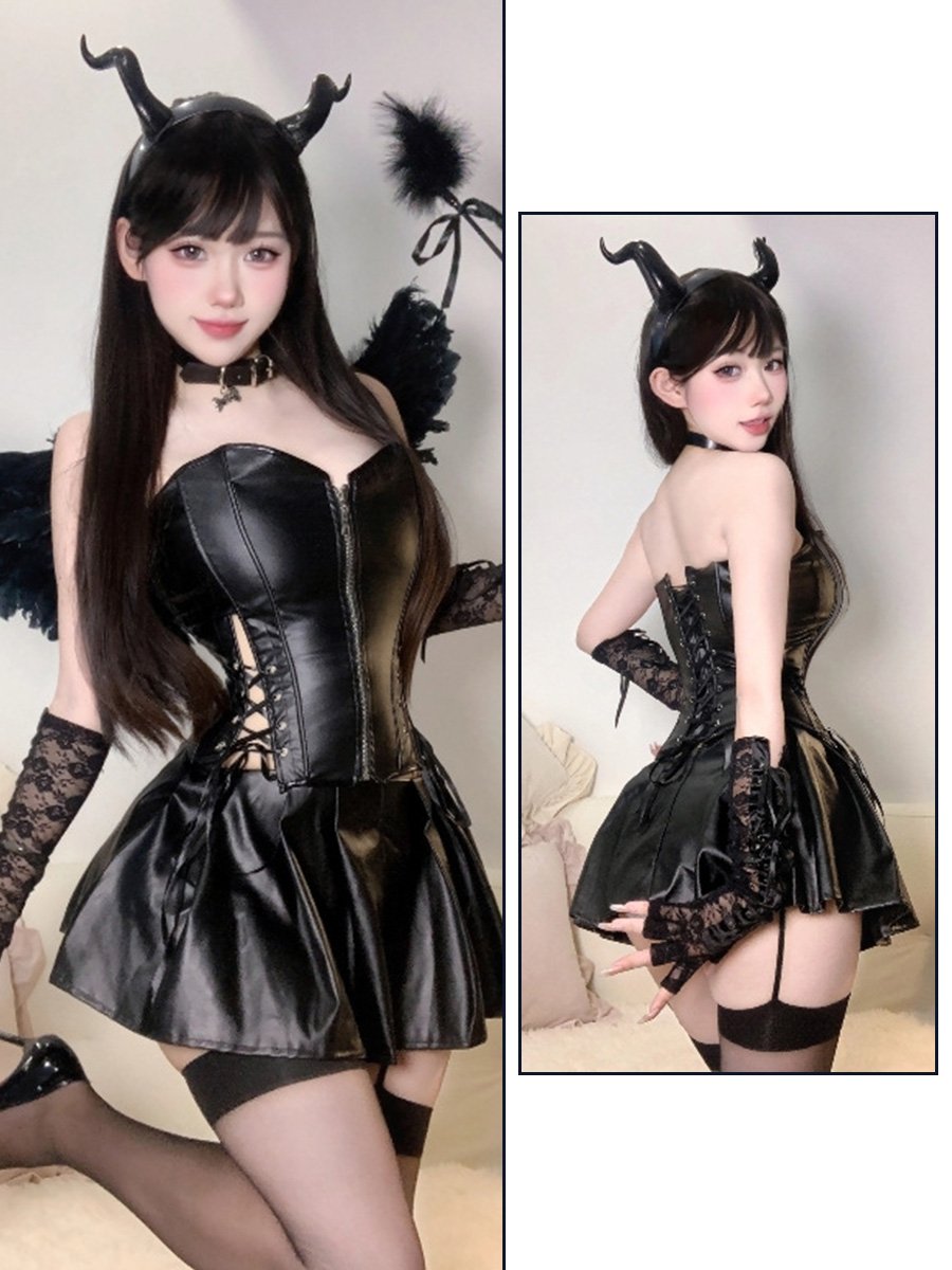 Black Gothic Lingerie Corset Top & Skirt