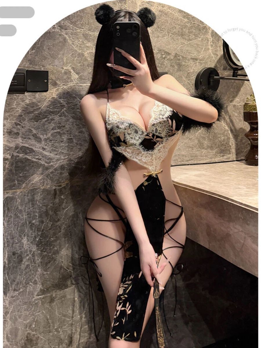 Spicy Floral Lace Lingerie Dress - Sheer Chinese Style Nightgown Blesssafe