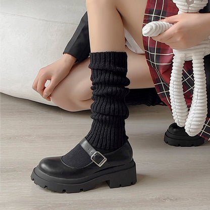 Striped Knee High Socks Rib Knit Tube Stockings Slouchy Crew Sock Blesssafe