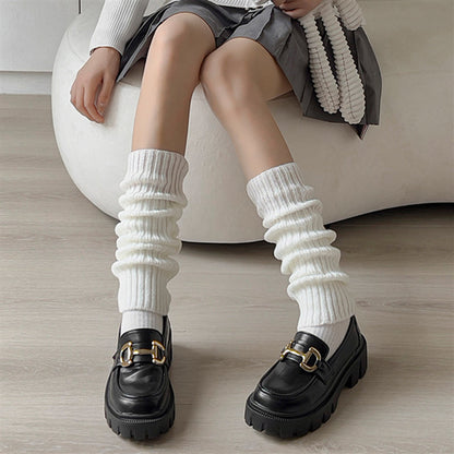 Striped Knee High Socks Rib Knit Tube Stockings Slouchy Crew Sock Blesssafe