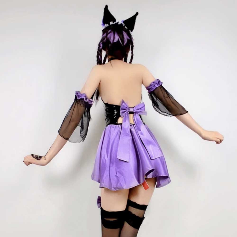 Lace-Up Latex Lingerie Succubus Cosplay Set