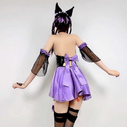 Lace-Up Latex Lingerie Succubus Cosplay Set