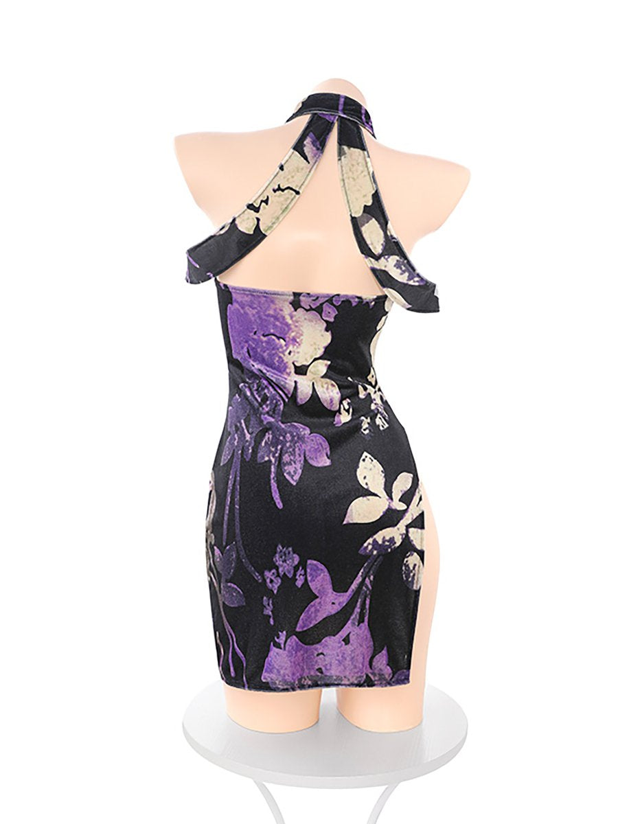 Draping Pearl Chinese Lingerie Dress - Sexy Beaded Qipao Teddy Blesssafe