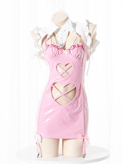 Wet Look Angel Devil Lingerie Cosplay Set