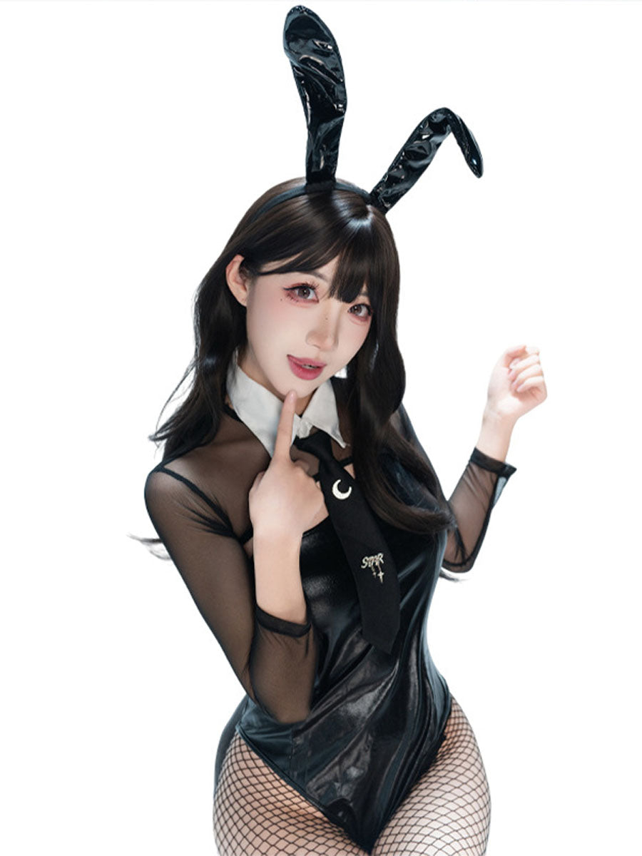 Wet Look Rabbit Cosplay Outfit - Glossy Liquid Finish Bodysuit blesssafe