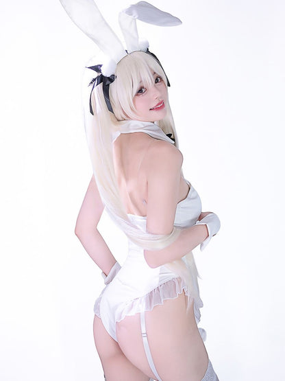 White Bunny Girl Cosplay Bodysuit - Cute Anime Rabbit Outfit blesssafe
