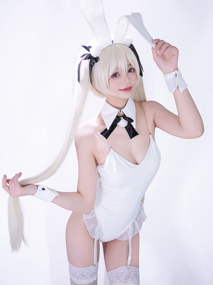 White Bunny Girl Cosplay Bodysuit - Cute Anime Rabbit Outfit blesssafe