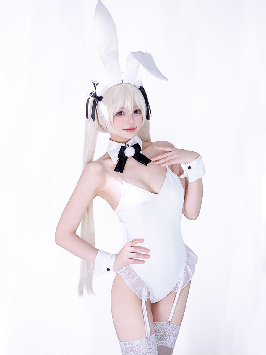 White Bunny Girl Cosplay Bodysuit - Cute Anime Rabbit Outfit blesssafe