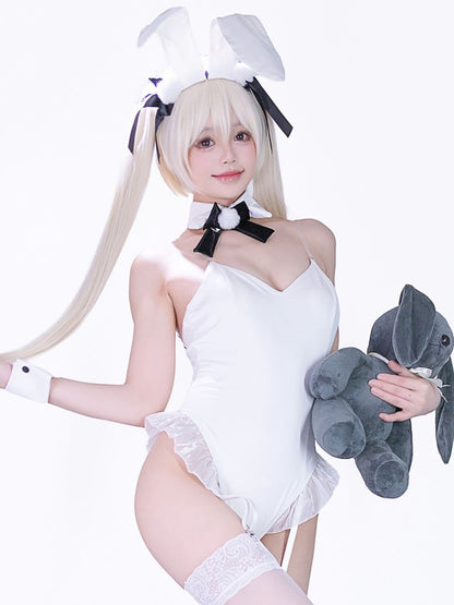 White Bunny Girl Cosplay Bodysuit - Cute Anime Rabbit Outfit blesssafe