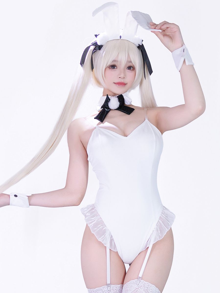 White Bunny Girl Cosplay Bodysuit - Cute Anime Rabbit Outfit blesssafe